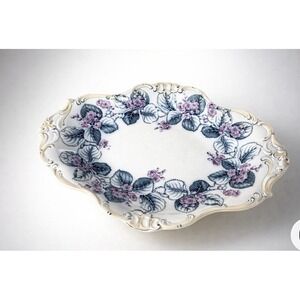 Antique 19thC English Porcelain Floral Dish transferware Davenport Nectarine